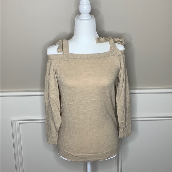 J. Crew Tie Shoulder Off-the-Shoulder Sweater - Picture 1 of 8